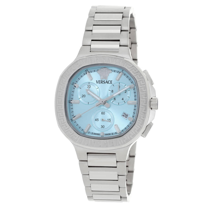 Photo: Versace V-Chrono Square Chronograph Quartz Turquoise Dial Watch VEVCA0324