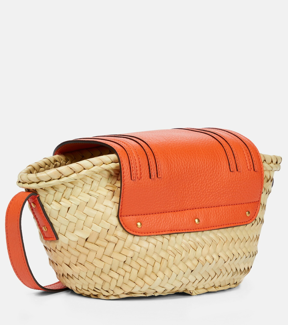 Chloe Marcie leathertrimmed straw shoulder bag Chloe
