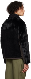 Feng Chen Wang Black Embellished Faux-Fur Jacket