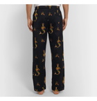 Desmond & Dempsey - Printed Cotton Pyjama Trousers - Black