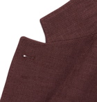 Brunello Cucinelli - Burgundy Slim-Fit Unstructured Linen, Wool and Silk-Blend Hopsack Blazer - Burgundy