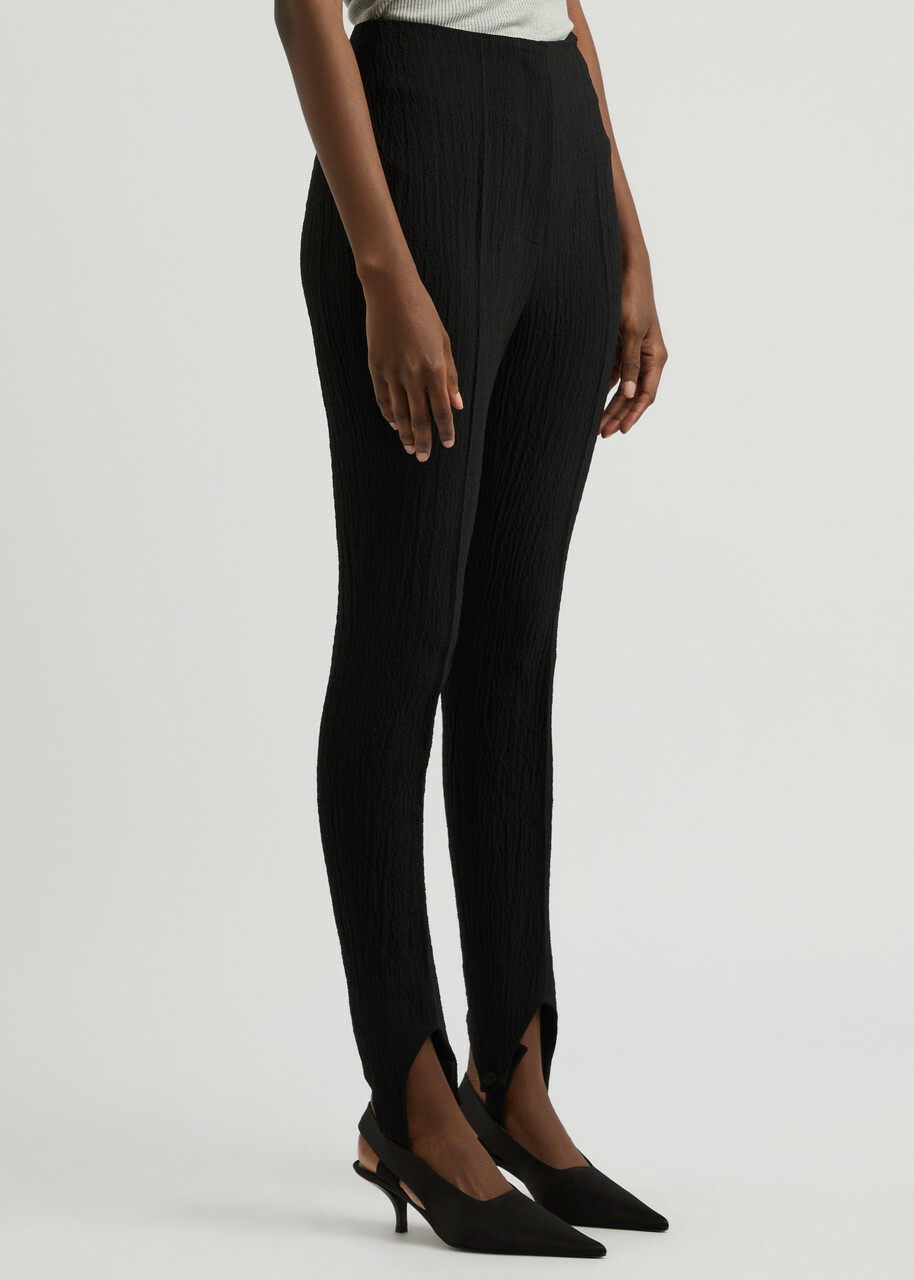 Nanushka Savita Stirrup Seersucker Trousers Black