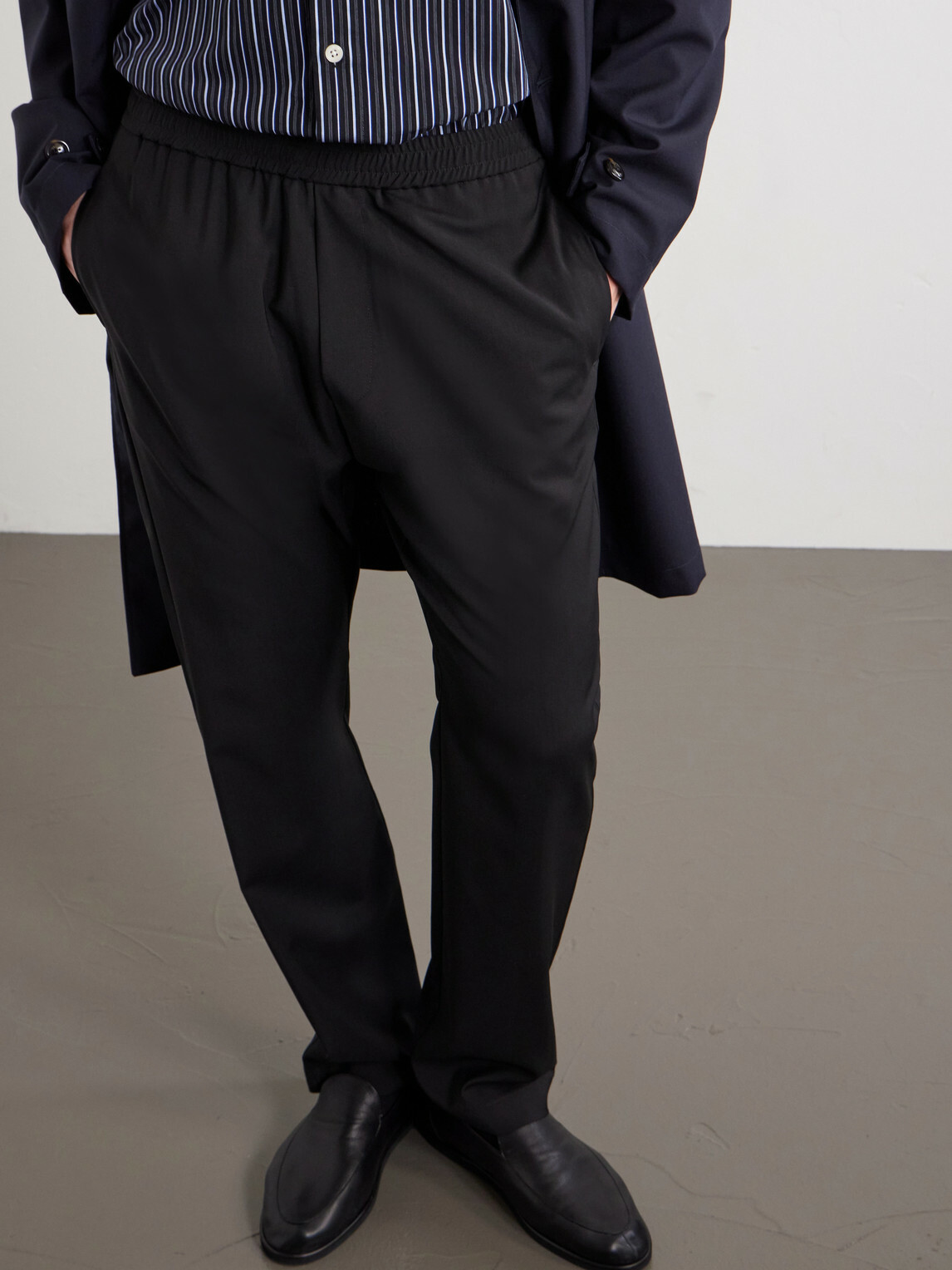 Barena - Riobarbo Straight-Leg Virgin Wool Drawstring Trousers - Black