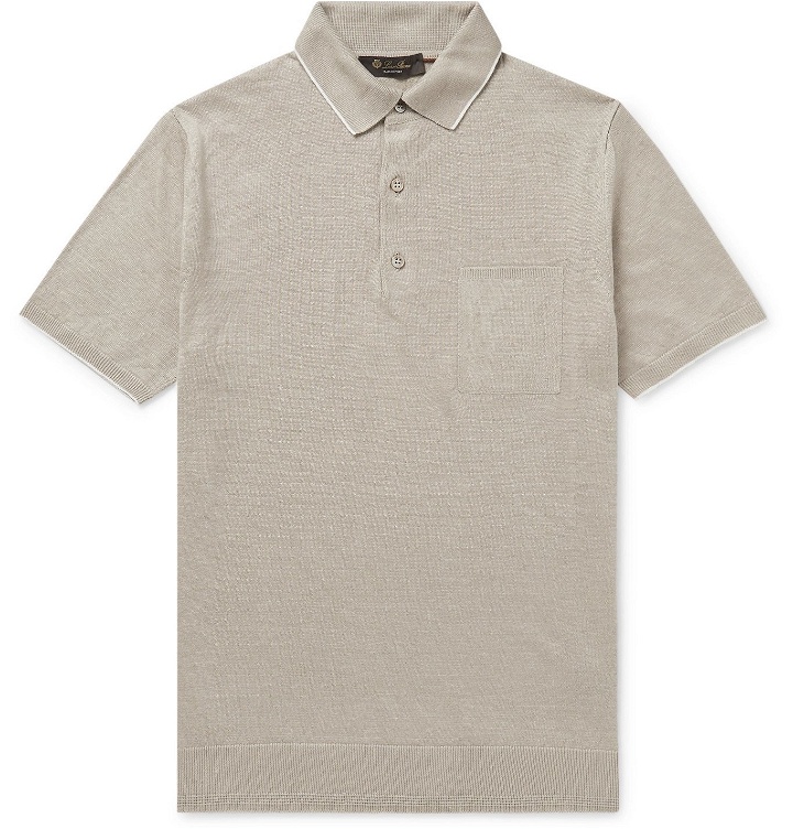 Photo: Loro Piana - Slim-Fit Contrast-Tipped Linen-Jersey Polo Shirt - Neutrals