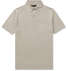 Loro Piana - Slim-Fit Contrast-Tipped Linen-Jersey Polo Shirt - Neutrals