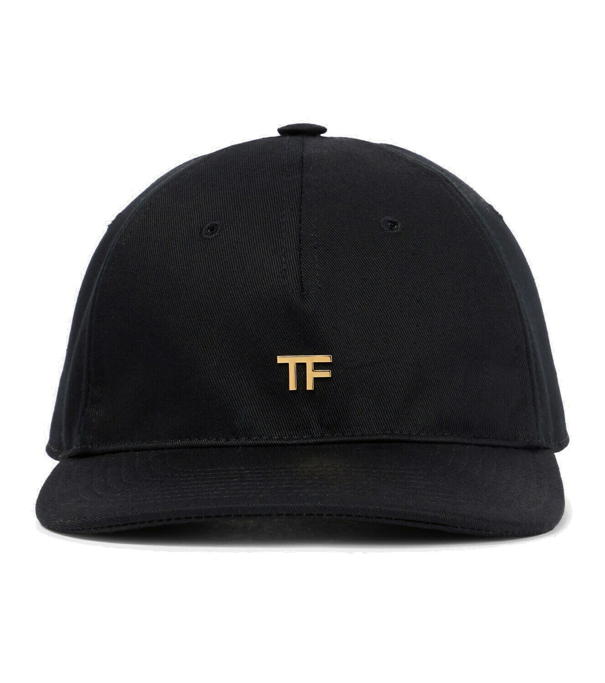 TOM FORD TFゴールドロゴ付きベースボールキャップ黒 Tom Ford - Embellished cotton cap TOM FORD
