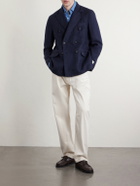 Massimo Alba - Brando Double-Breasted Linen Blazer - Blue