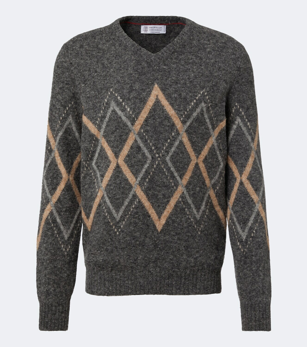 Brunello Cucinelli Argyle alpaca, cashmere, and wool-blend sweater