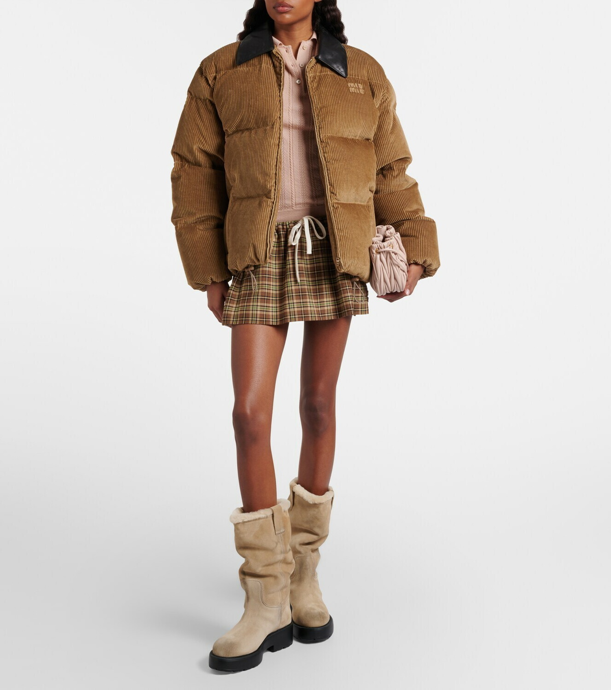 Miu Miu Shearling-lined suede knee-high boots