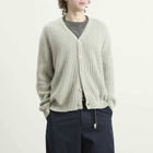 Auralee Men's Cashmere Silk Melange Knit Cardigan in Mix Mint Gray