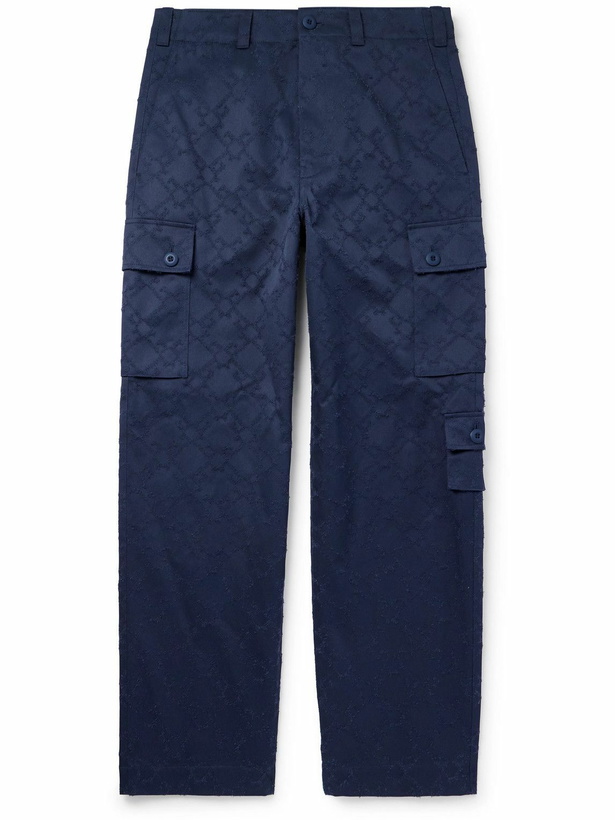 Photo: Givenchy - Straight-Leg Cotton-Twill Jacquard Cargo Trousers - Blue