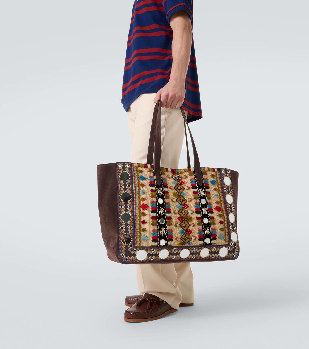 Valentino Garavani Nellcôte Large embroidered suede tote bag