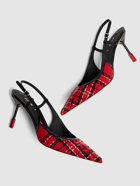 MSGM 75mm Leather & Tartan Slingbacks