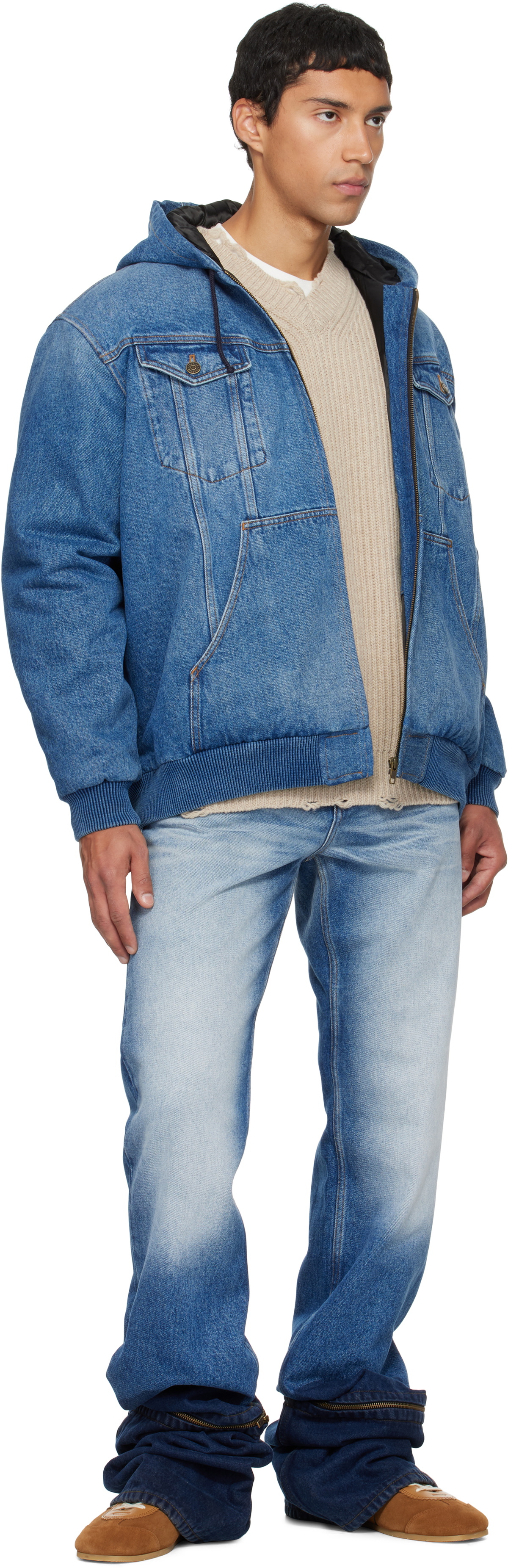 EGONlab Blue Hooded Denim Jacket