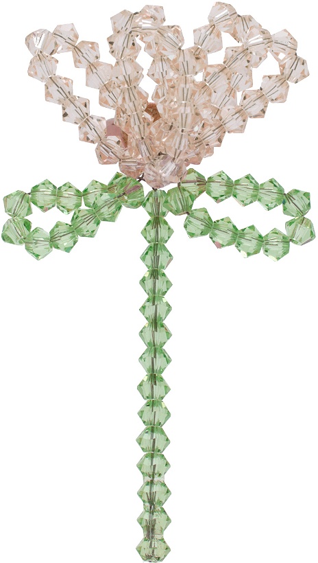 Photo: Simone Rocha Pink & Green Cluster Crystal Flower Single Ear Cuff