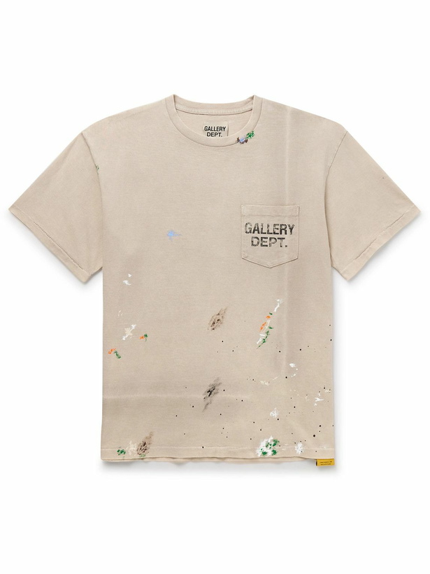 Photo: Gallery Dept. - Logo-Print Paint-Splattered Cotton-Jersey T-Shirt - Neutrals