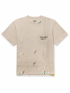 Gallery Dept. - Logo-Print Paint-Splattered Cotton-Jersey T-Shirt - Neutrals