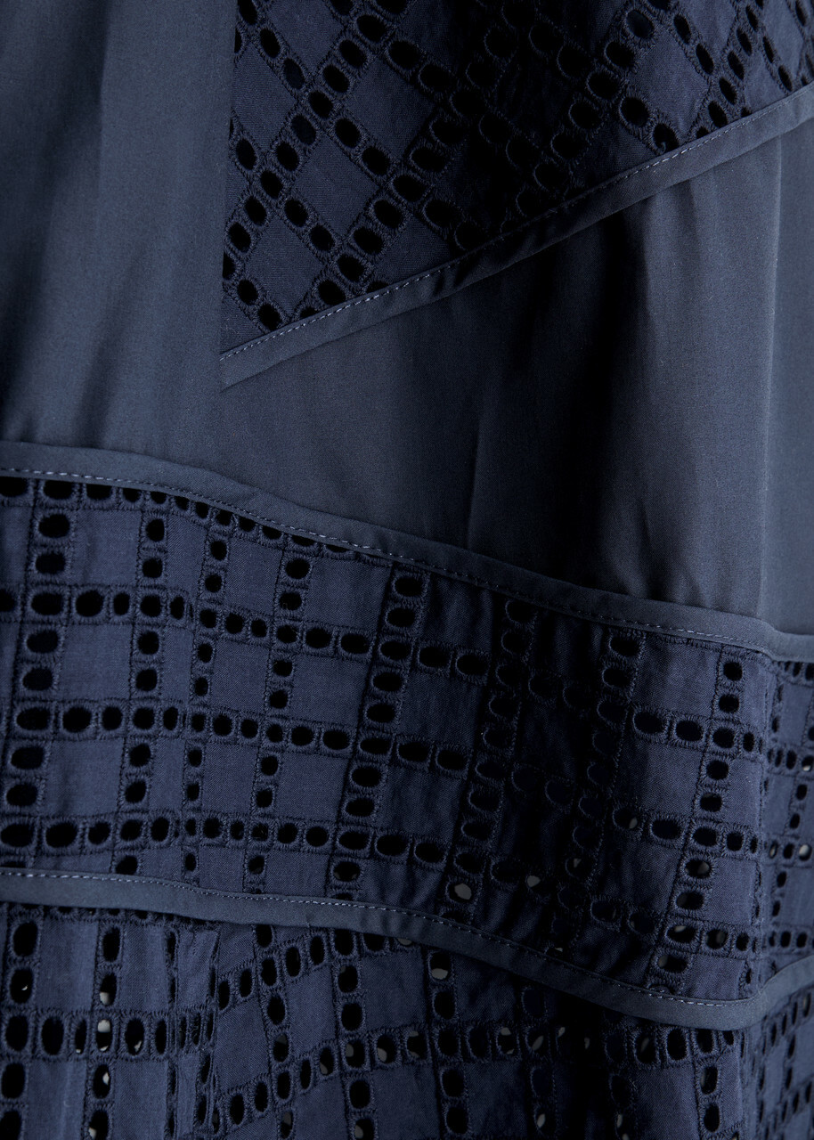 3.1 Phillip Lim Eyelet-embroidered Cotton-poplin Midi Skirt Navy