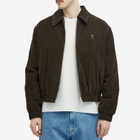 AMI Paris Men's Zipped Corduroy Bomber Jacket in Dark Coffee