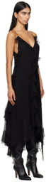 Chloé Black Ruffle Trim Midi Dress