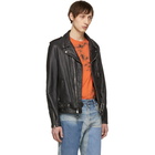 Schott Black Vintaged Leather Motorcycle Jacket