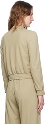 Sporty & Rich Beige Golf Embroidered Track Jacket