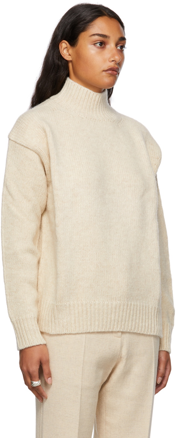 LVIR: Khaki Knotted Collar Sweater, SSENSE Canada