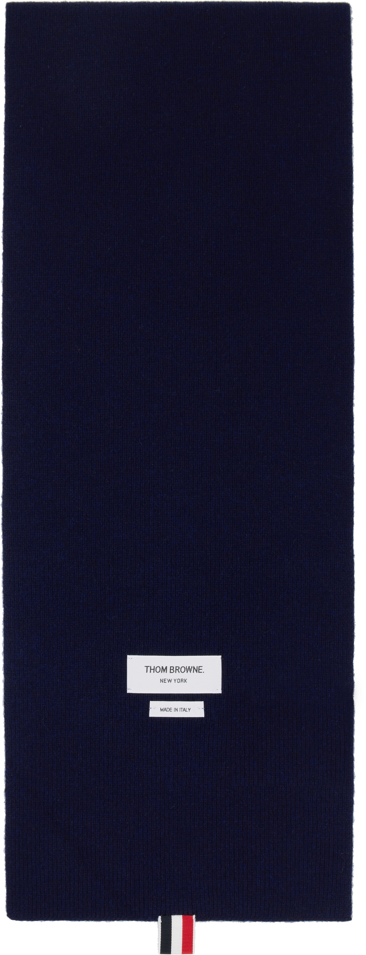 Thom Browne Navy Cashmere Rib 4-Bar Scarf