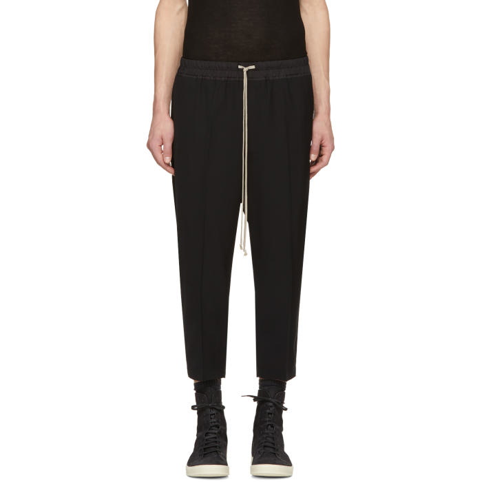 Photo: Rick Owens Black Drawstring Astaires Cropped Trousers