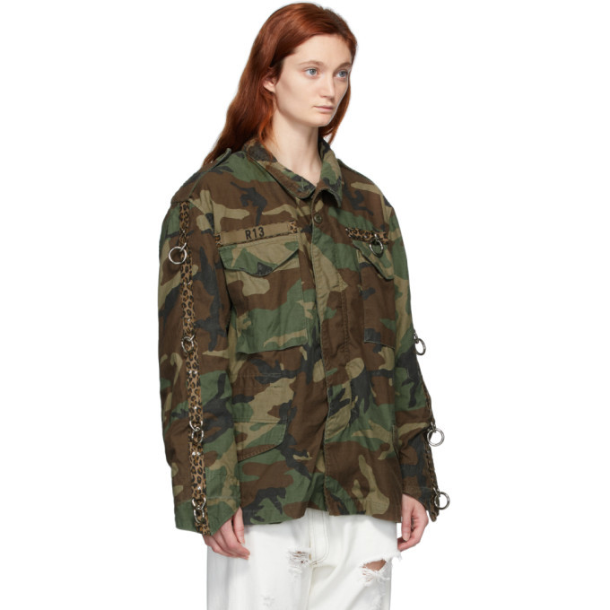 R13 Khaki Refurbished Camo Ring Field Jacket R13