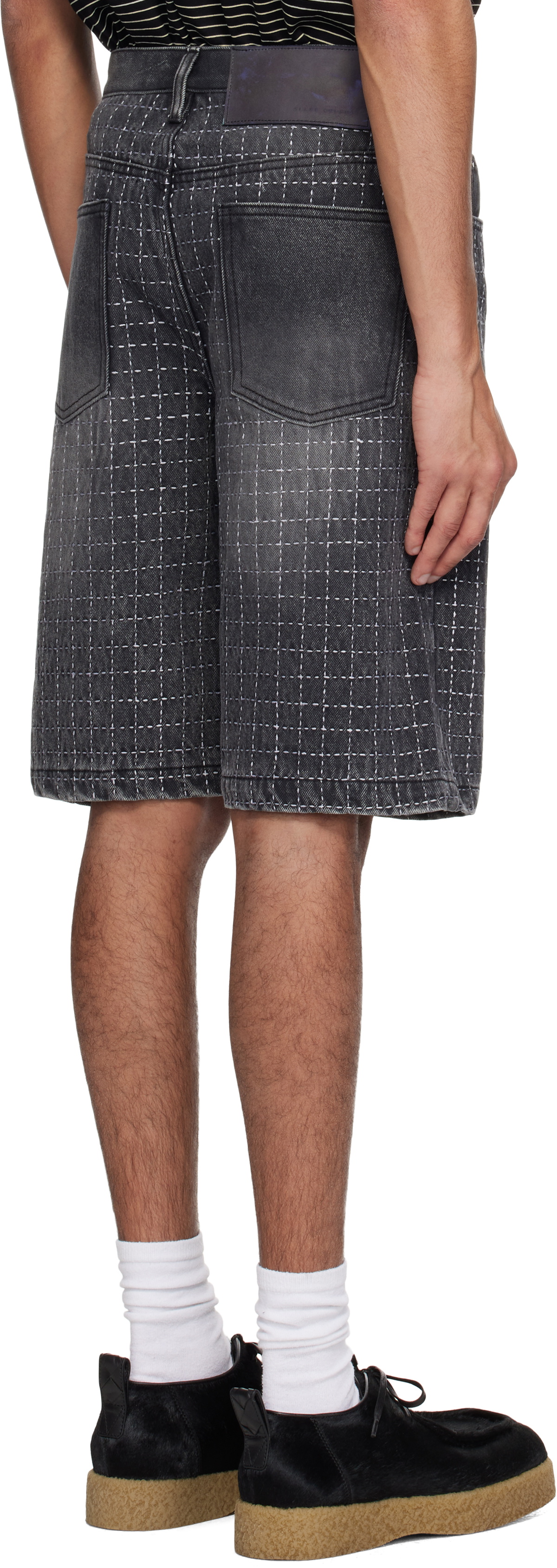 Glass Cypress Black Embroidered Denim Shorts