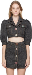Moschino Black Crystal-Cut Denim Jacket