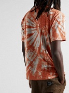 Aries - Temple Logo-Print Tie-Dyed Cotton T-Shirt - Orange
