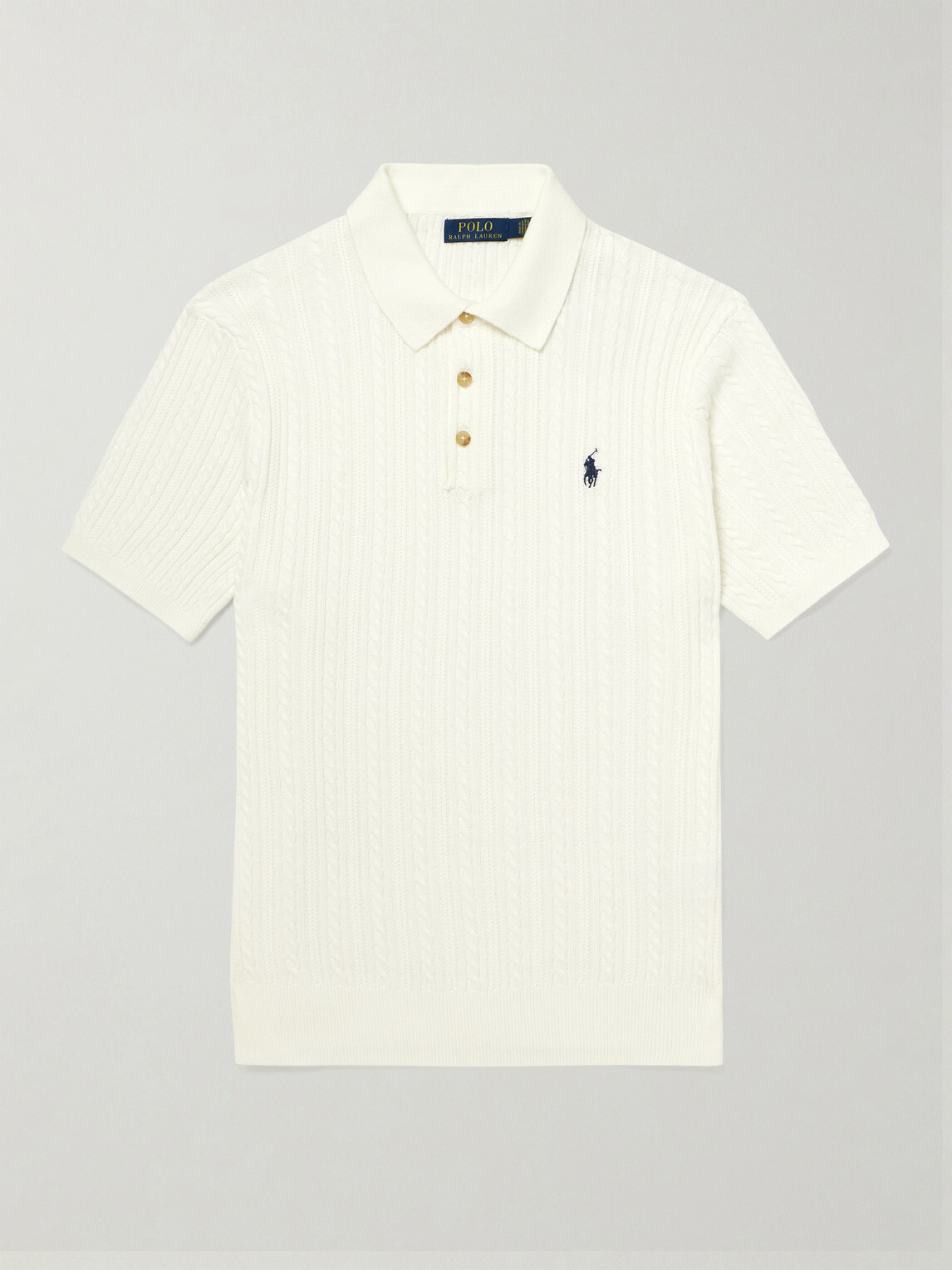 Polo Ralph Lauren - Cable-Knit Cotton Polo Shirt - White
