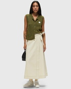 Ganni Herringbone Canvas Long Wrap Skirt Beige - Womens - Skirts