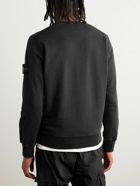 Stone Island - Logo-Appliquéd Garment-Dyed Cotton-Jersey Sweatshirt - Black