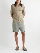 Oliver Spencer - Osborne Straight-Leg Striped Organic Linen Shorts - Blue