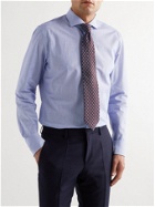 HUGO BOSS - Jason Cutaway-Collar Pinstriped Cotton and Linen-Blend Shirt - Blue