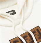 Fendi - Logo-Appliquéd Fleece-Back Cotton, Cashmere and Wool-Blend Jersey Hoodie - Off-white
