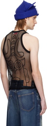 Charles Jeffrey LOVERBOY Black Graphic Net Tank Top
