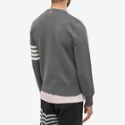 Thom Browne Men's Milano Four Bar Stripe Crew Knit in Medium Grey