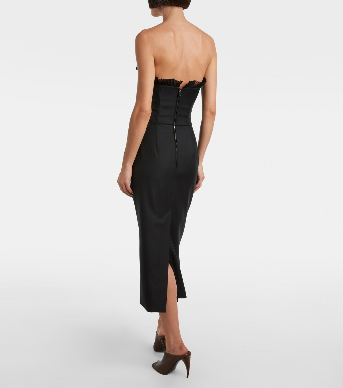 McQueen Ruffled wool gabardine cocktail dress