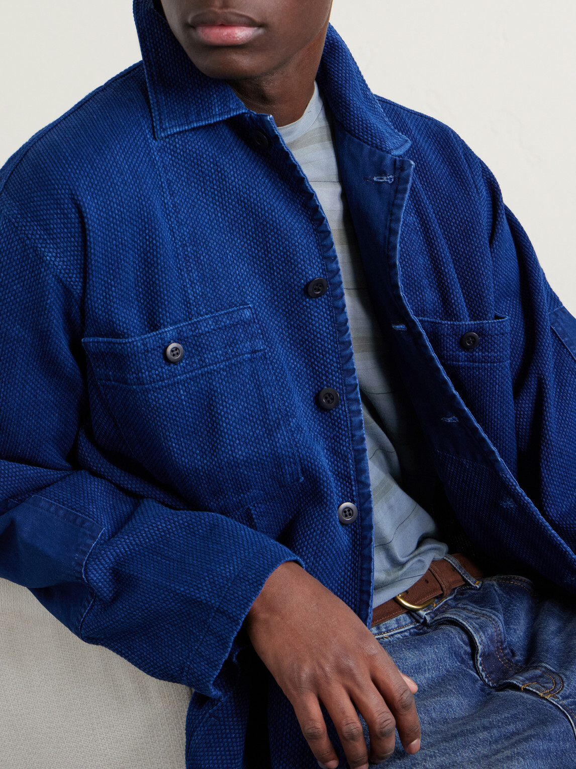 Blue Blue Japan - Textured-Cotton Overshirt - Blue