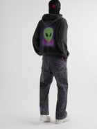 POLITE WORLDWIDE® - Alien Printed Embroidered Cotton-Jersey Hoodie - Black