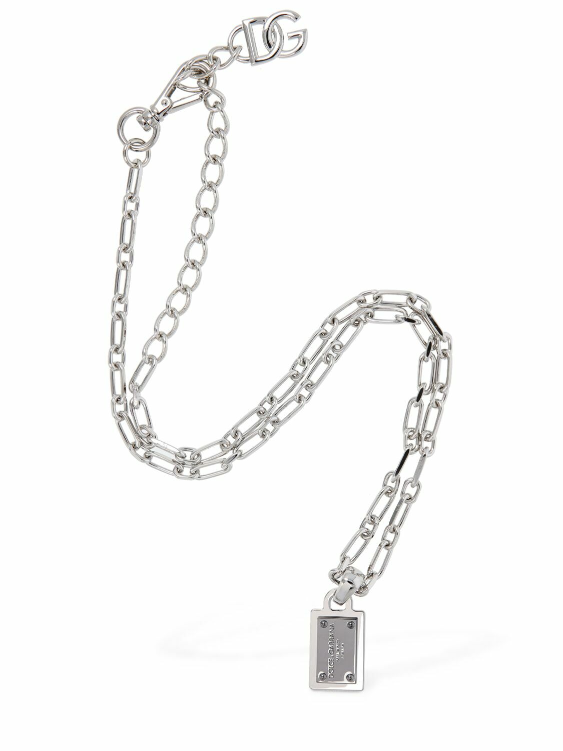 ネックレス・チョーカー Dolce & Gabbana Dg Logo Drop Necklace Fine link necklace with rhinestone-detailed DG logo and