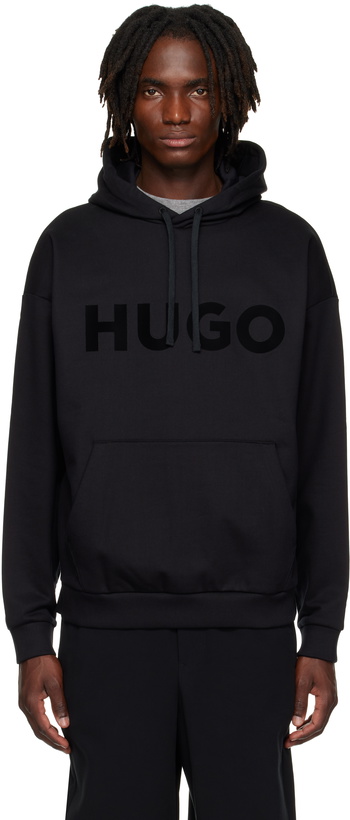 Photo: Hugo Black Oversize-Fit Cotton Terry Logo Hoodie