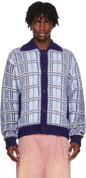 ADER error Blue Jacquard Cardigan