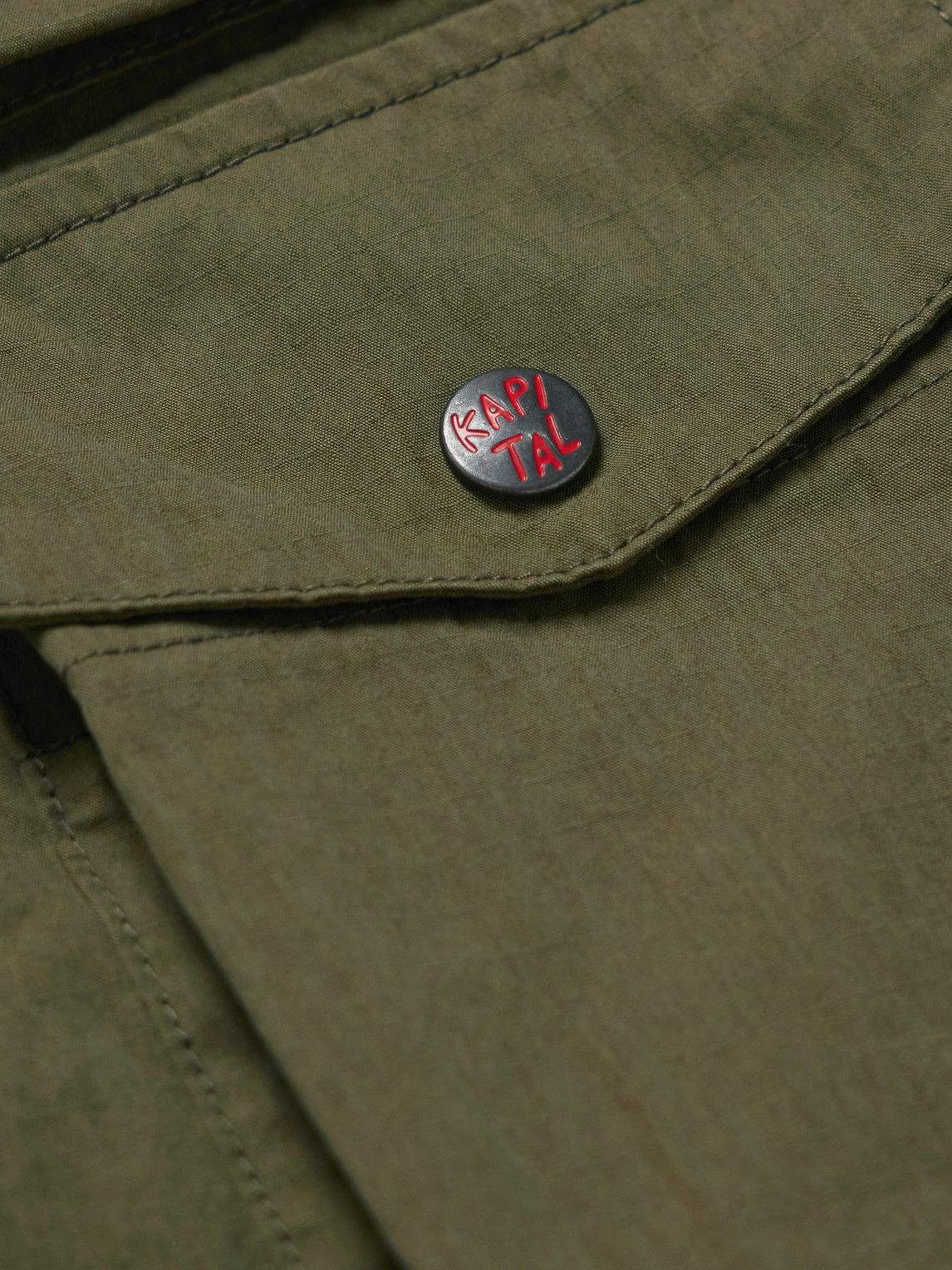 KAPITAL - Cotton and Nylon-Blend Ripstop Drawstring Cargo Shorts - Green