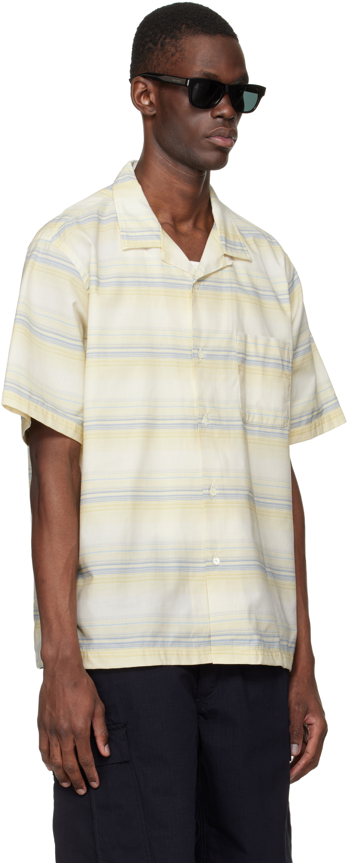 nanamica Yellow Open Collar Pique S/S Shirt