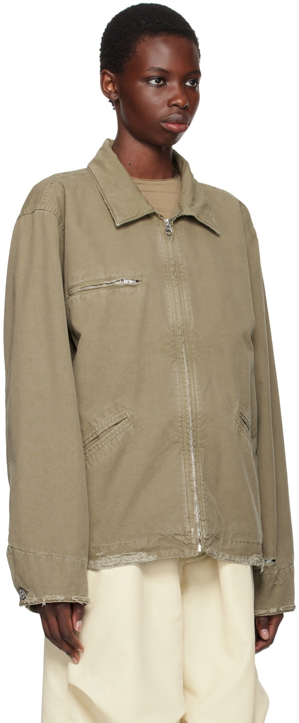 MM6 Maison Margiela Taupe Canvas Jacket MM6 Maison Margiela